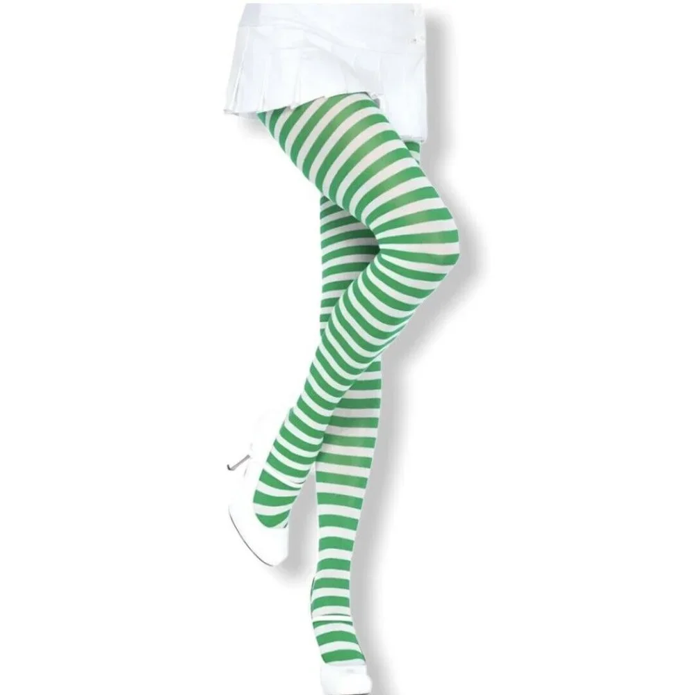 Womens Costume Cosplay Striped Tights One Size Opaque Stockings Fantasy Fun